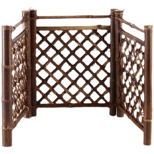 紫竹屏风小栅栏竹篱笆 日式茶台园艺创意装饰茶室摆件 茶道配件