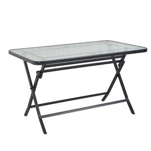 可折叠方桌圆桌长方桌钢化玻璃庭院简易家用阳台餐桌户外折叠桌子