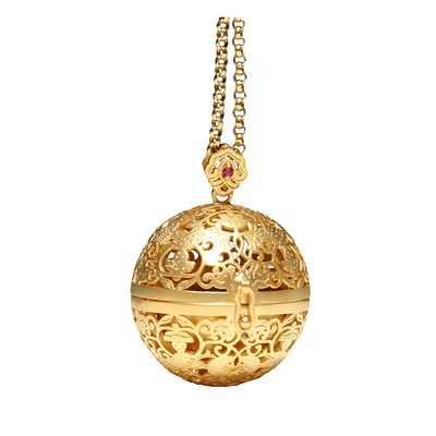 古法吊坠香囊项链18K金现货