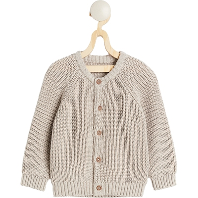 HM童装男婴毛衣秋季文艺简约罗纹排扣外套针织衫0988006