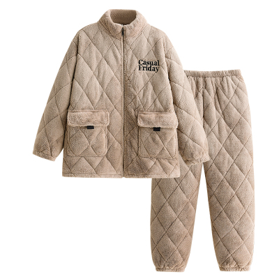 睡衣女冬三层加厚夹棉休闲可外穿