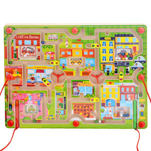 品果四喜人迷宫之城磁性运笔迷宫儿童益智亲子游戏磁力走珠玩具