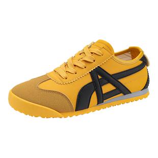 黄色德训鞋女款2025新款秋冬超火软底不累脚阿甘女鞋百搭休闲鞋子