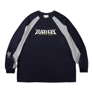 LUSHISI拼色插肩长袖炽热如火主题微弹速干运动长袖t恤投篮训练服