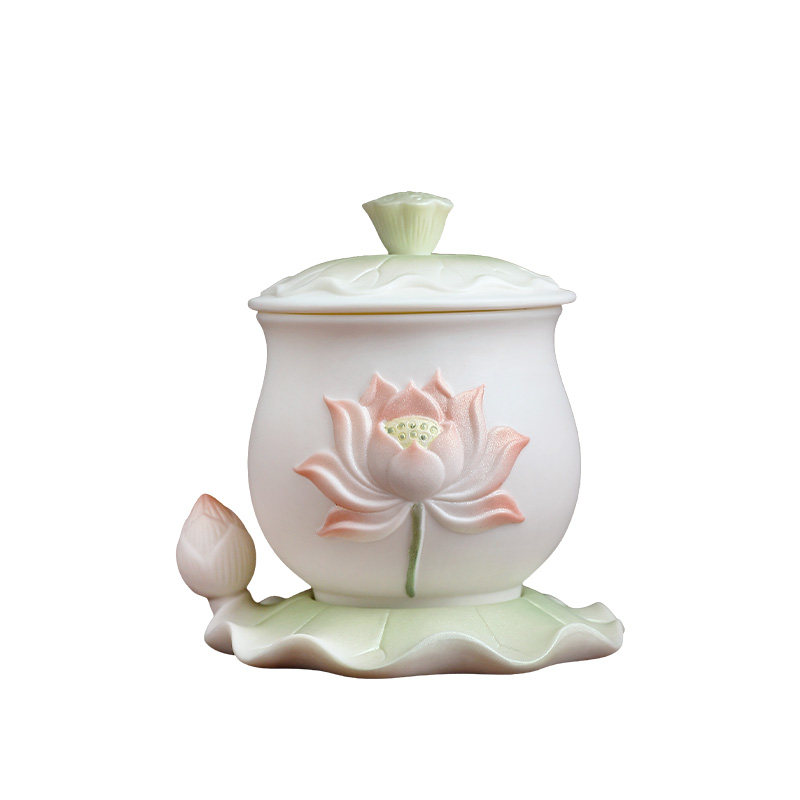 【新品首发】珠光彩陶瓷莲花水杯