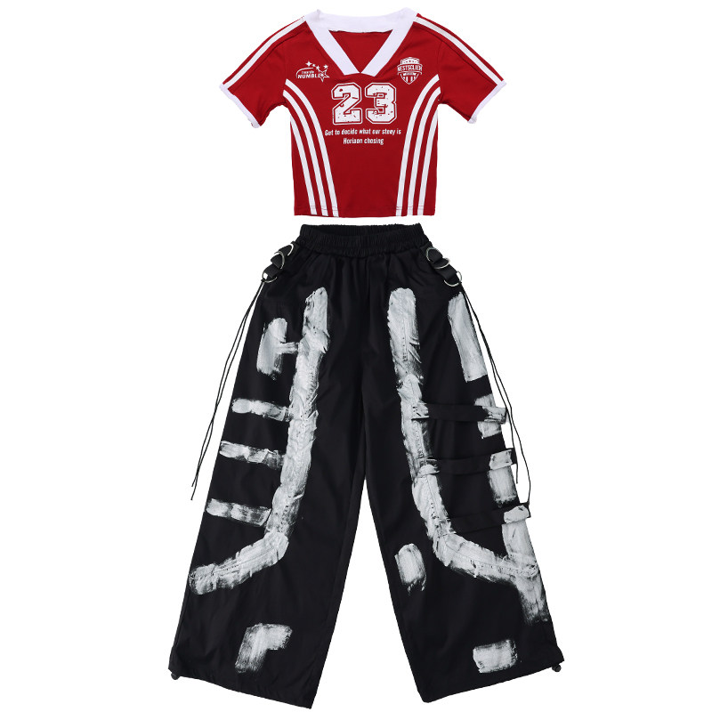 儿童jazz红色爵士舞服装女童