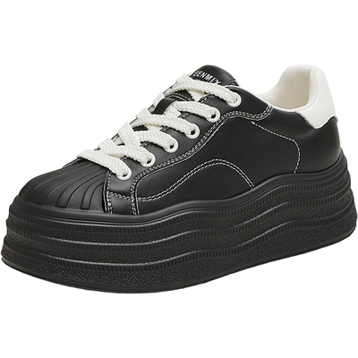 天美意百搭厚底增高小白鞋运动板鞋女休闲鞋秋季新款BL921CM5