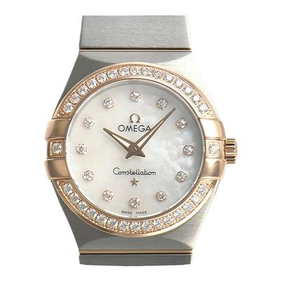 中古款9.5新欧米茄星座系列27毫米石英瑞士女士腕表100米防水