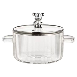 高硼硅耐热小熊型奶锅玻璃锅双耳锅可明火汤锅泡面锅电陶炉炖锅