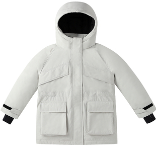 安奈儿童装女童中长款羽绒服冬新款厚款保暖防风时尚粉色外套