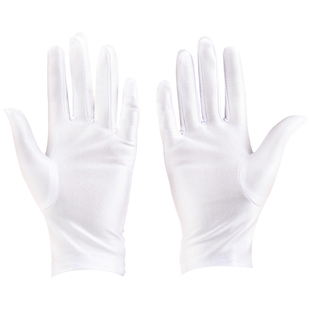 氨纶手套男女秋冬加绒礼仪表演指挥阅兵珠宝舞蹈紧身弹力白色手套