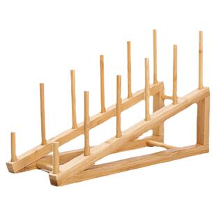 商超盘子展示架竹木陈列架放碗碟收纳置物架观赏陶瓷盘装饰沥水架