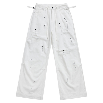 拉链长裤水洗做旧四季通用牛仔裤