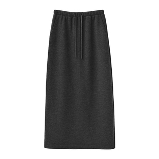 SEAWHEN海维恩秋冬加厚一步裙气质通勤后开叉高腰直筒羊毛半身裙