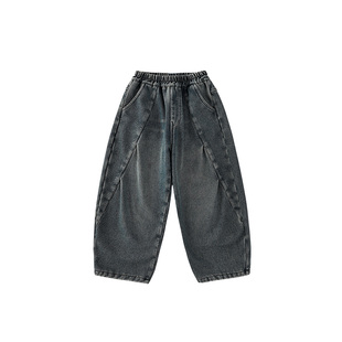 皇室童缘男童加绒牛仔裤2025冬季新款儿童直筒裤中大童微锥裤子