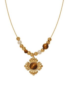 钛钢不掉色美拉德风复古花项链女