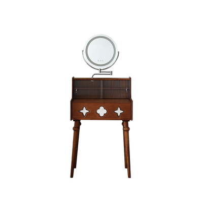 MOOZi木之语中古风实木梳妆台小户型法式60cm超窄卧室床头化妆桌