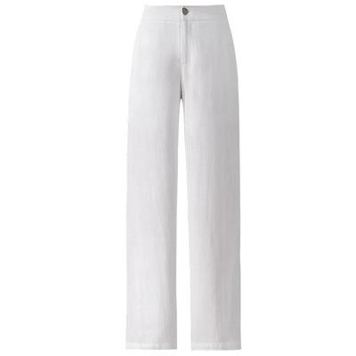 高腰韩版以利曼贝亚麻直筒阔腿裤