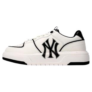 MLB女时尚Trainer新款复古休闲黑色板鞋男厚底增高米色系带休闲鞋