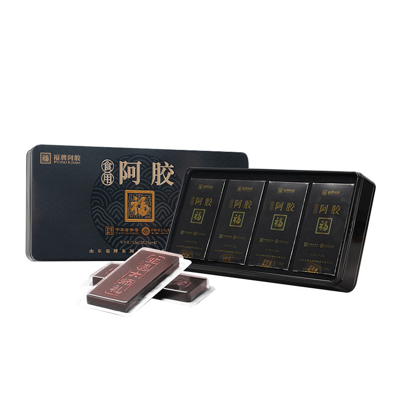 福牌阿胶食用阿胶块125g/盒阿胶片官方旗舰店阿胶块礼盒官方正品