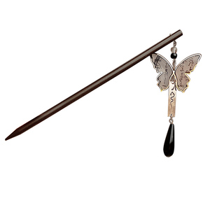 新中式国风发簪高级感古风盘发发钗2026新款气质黑檀木簪子头饰女