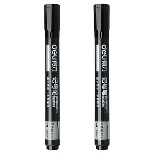 得力记号笔防水防油不掉色工地用丙烯马克笔勾线笔油性速干大头笔