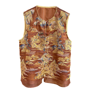 G上4K+!柜款中式!刺绣真丝香云纱欧根纱圆领马甲女 Y757~JS