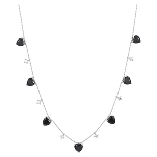 【心代码】黑尖晶爱心银项链女款2025新款锁骨链高级感choker颈链