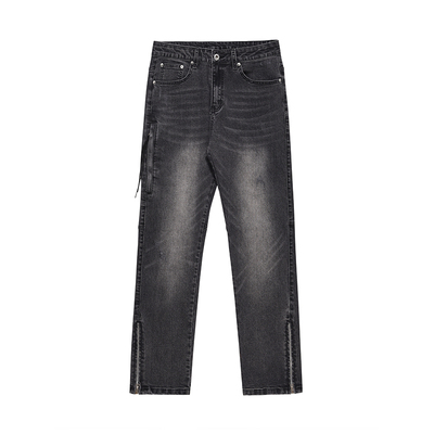 JDKZ美式高街烟灰拉链牛仔裤