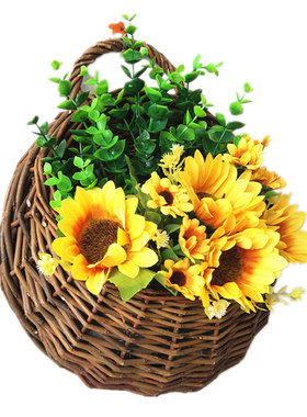 墙面柳编壁挂花篮挂件饰品纯手工