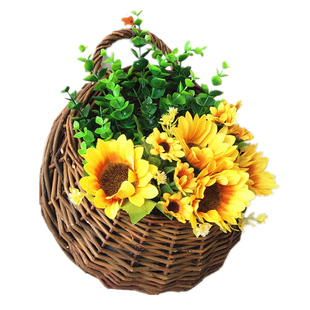 墙面装饰柳编花篮柳编花盆花器墙挂花盆吊篮悬挂藤编壁挂花篮包邮