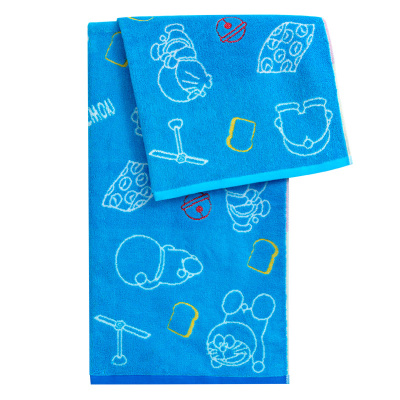 哆啦A梦纯棉毛巾双面毛圈带挂绳