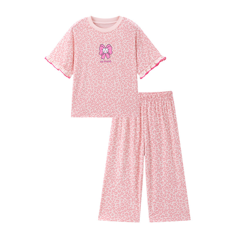 韩版莫代尔女童睡衣夏季薄款儿童家居服套装公主风短袖短裤柔软
