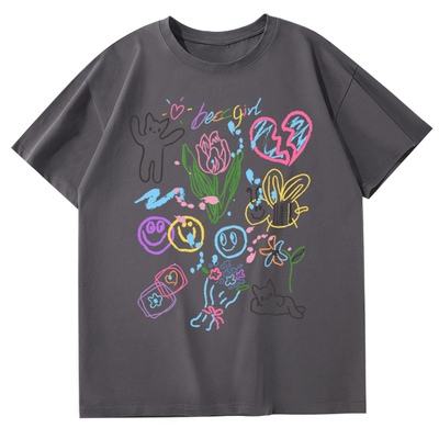 BECCBECCGIRL短袖女创意涂鸦纯棉