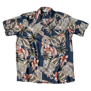 NON STOCK夏季古巴领夏威夷度假衬衫Aloha男复古碎花型短袖衬衣