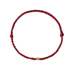 普陀山黄金红绳手链女士本命年保平安足金护身符手绳编织细绳礼物