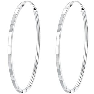 吴越老银铺足银990大号耳圈纯银耳环简约时尚气质耳饰耳坠送女友