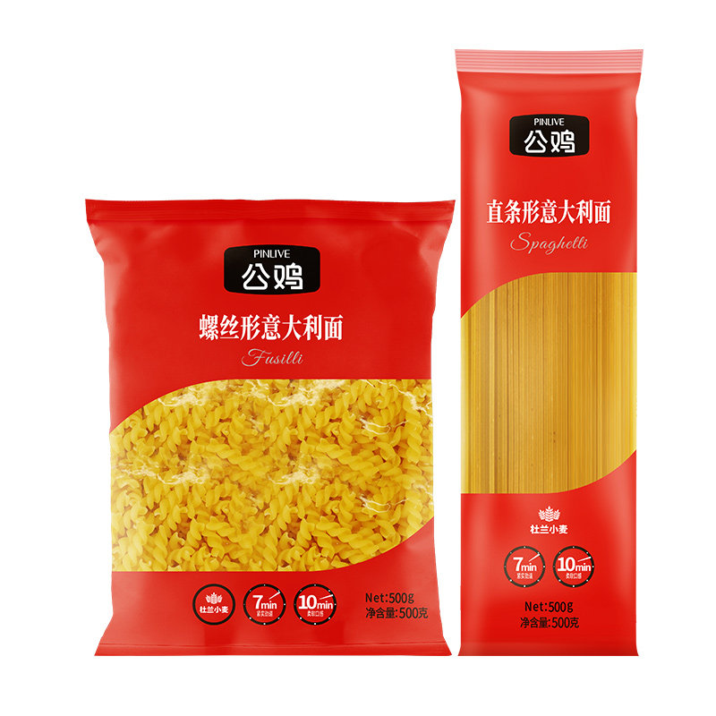 【U先】公鸡原装进口意面直条形/螺丝形500g*2袋意大利面家庭装