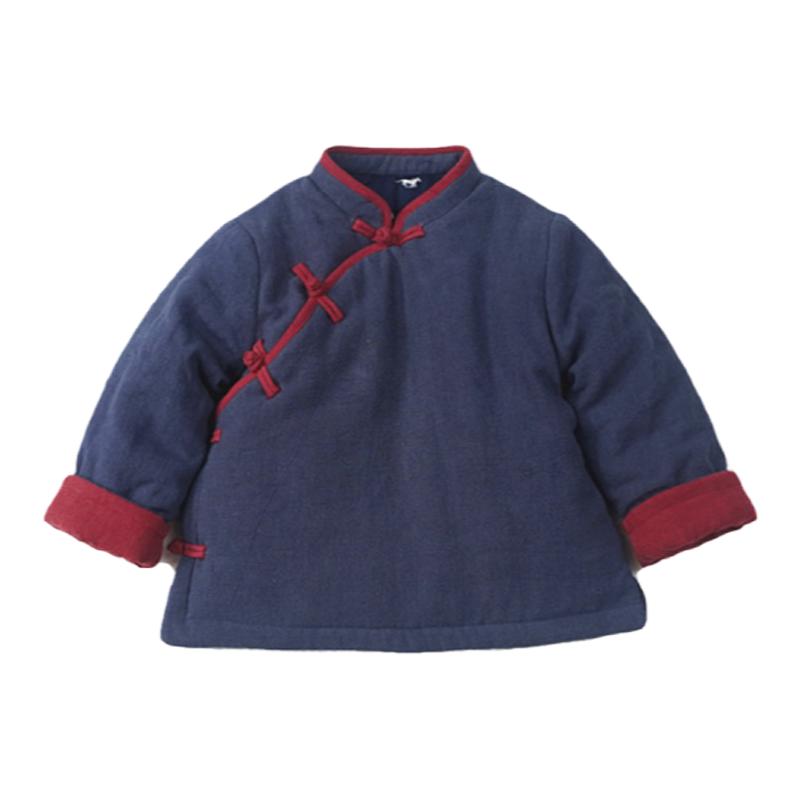 儿童中式斜襟棉袄拜年服复古中国风改良加厚冬装古风帅气汉服唐装