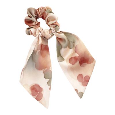 桃子柚法式复古绸缎发圈飘带发绳