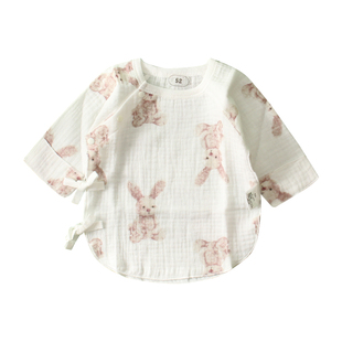 婴幼儿衣服纯棉纱布和尚服系带全背衣透气不闷夏季薄款产房月子服