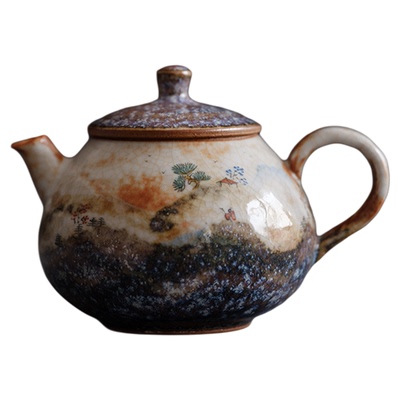 闻说火烧云景德镇手绘茶壶复古
