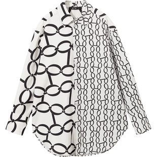 【播奥莱】播 bo 商场同款花衬衫欧美风宽松衬衣BDQ4CD0646