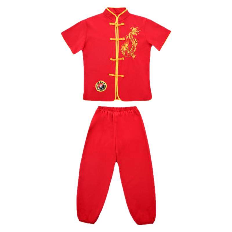 儿童武术服练功服中国风武馆训练服少儿长短袖刺绣龙武术表演服装