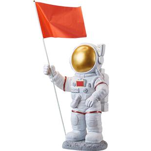 红旗飘扬太空宇航员创意落地摆件模型科技馆客厅商场店铺橱窗装饰