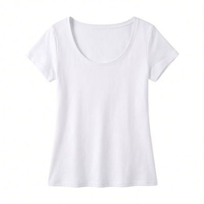 夏季纯棉白色圆领修身短袖T恤女