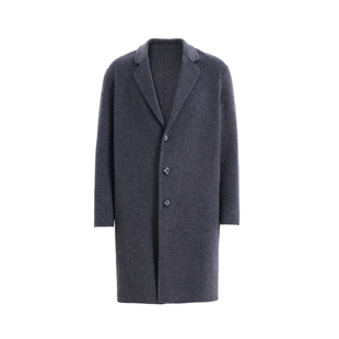 SEE ALSO 驼绒大衣 单排扣纯色翻领大衣男女同款LD3618