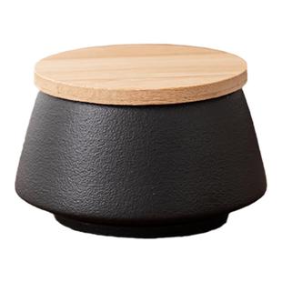 黑陶简约茶叶罐陶瓷家用小号储茶罐防潮密封罐子茶具配件摆件定制