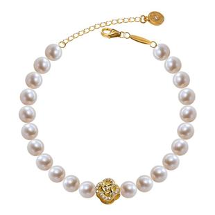 南珠宫925银淡水珍珠手链简约百搭通勤强光近圆送女友C-HJS058SD