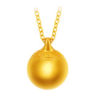 18K金六字真言金珠项链 古法金有求必应转运珠纯银复古锁骨链黄金